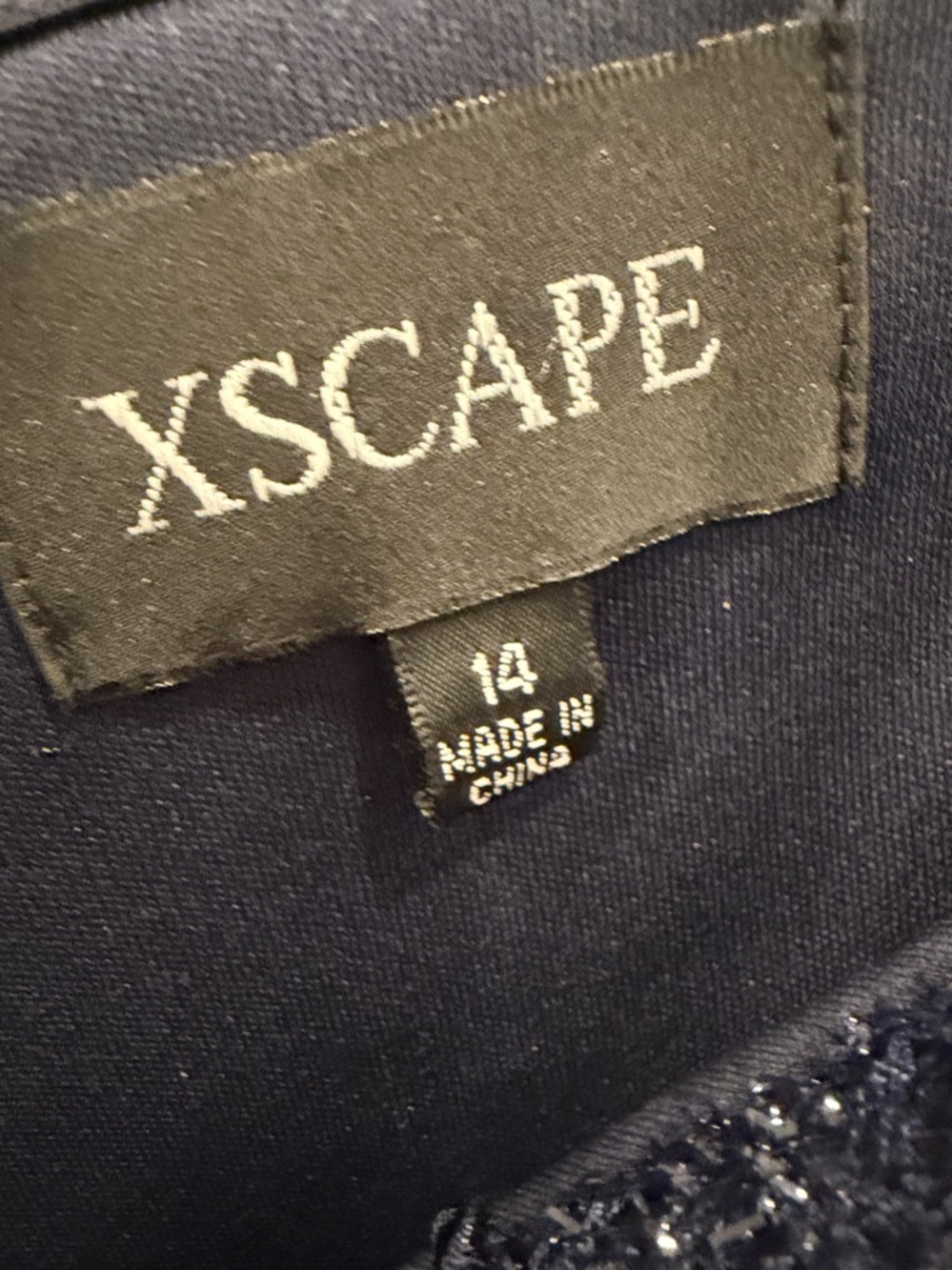 XSCAPE Off The Shoulder Evening Formal Navy Blue Gown Sequins Lace Size 14 NWT - Picture 5 of 11